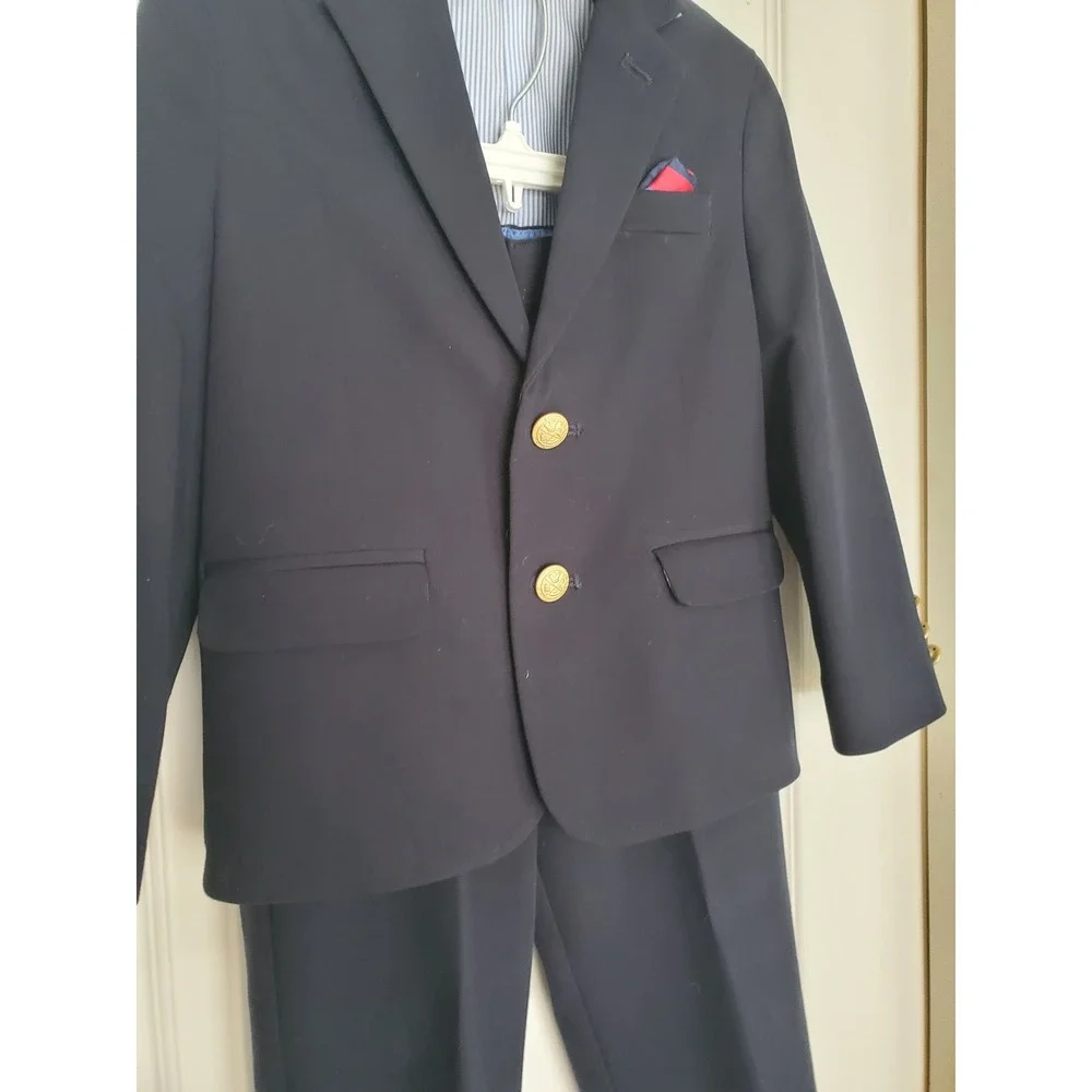 IZOD Suit Set Navy Blue Two Button Blazer Trousers Formal Wedding Party Size 5